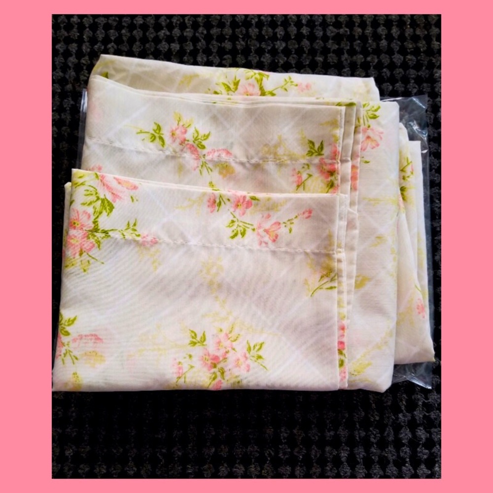 VTG 70s Thomaston Mills Full Double Floral Print Sheet Set w/Pillowcases 4 Piece